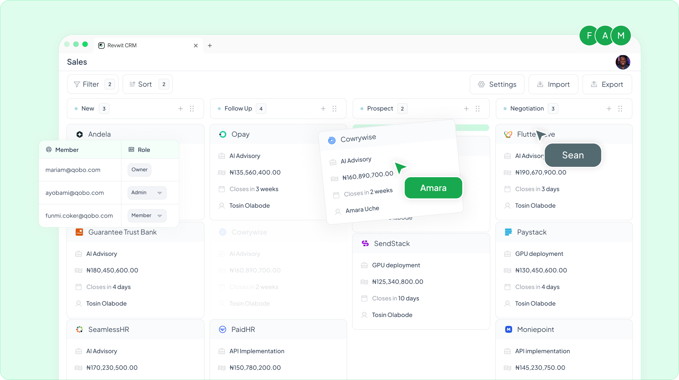 Revwit CRM Interface